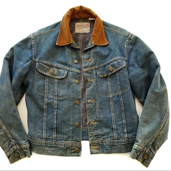 Lee Other - Lee Storm Riders VTG Distressed Blanket Lined Corduroy Denim Jacket Mens Small